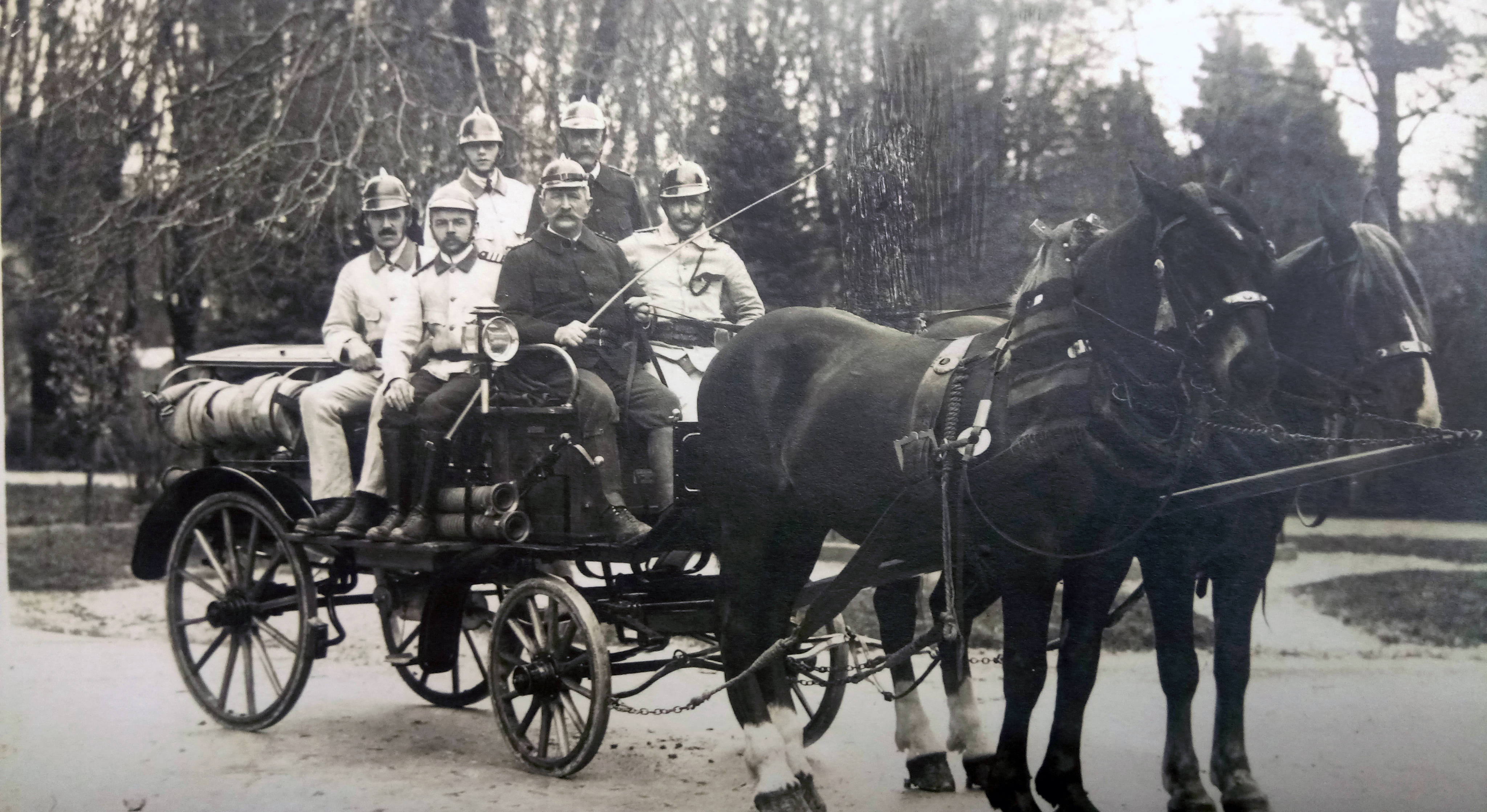 1924 Motorspritze Pferdegespan Feuerwehr Mondsee